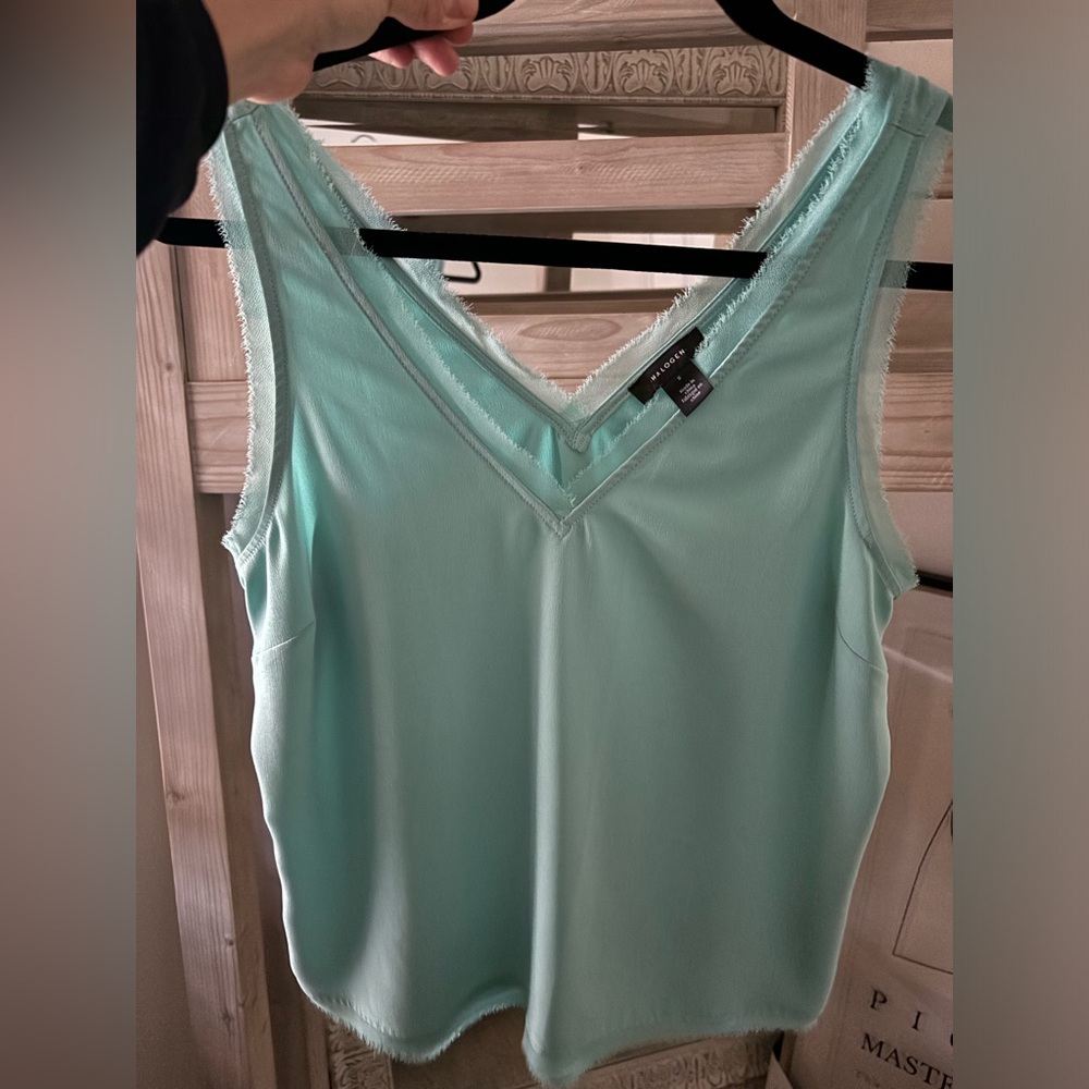 3 Halogen Nordstrom Deep Blue V-Neck Top - Picture 2 of 9